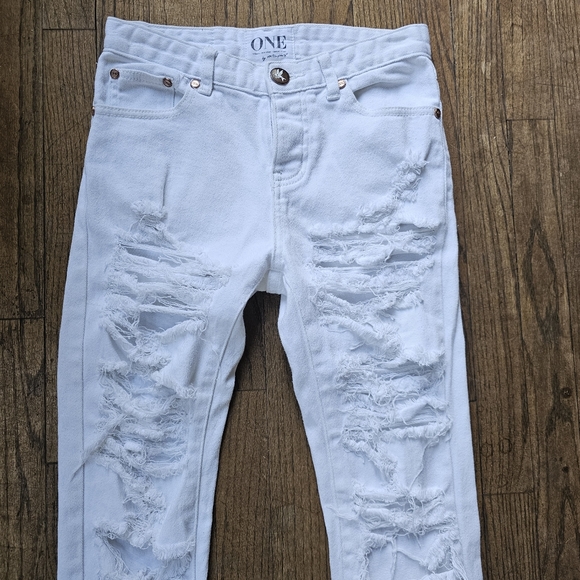 One Teaspoon Distressed Yard Birds Skinny Jeans Sz 26 NWOT - Picture 9 of 16